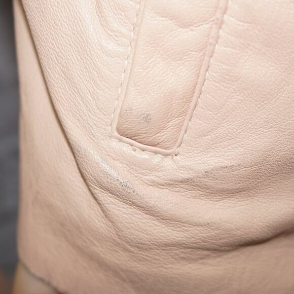 Muubaa Leather Light Pink Moto Jacket 4 - Picture 6 of 11
